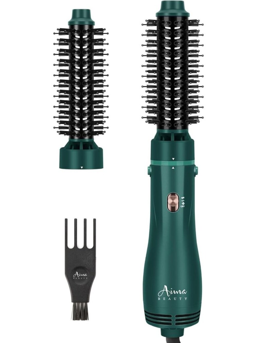 2-in-1 Round Blow Dryer Brush Set - Fast Drying, Styling Tool, Green Color